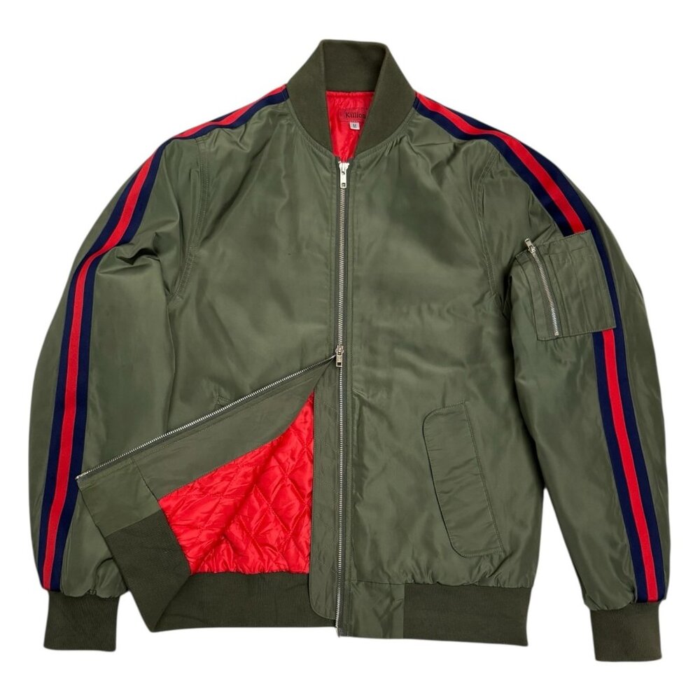 KILLION Designer Streetwear Army Green Bomber Coat Jacket Mens Medium